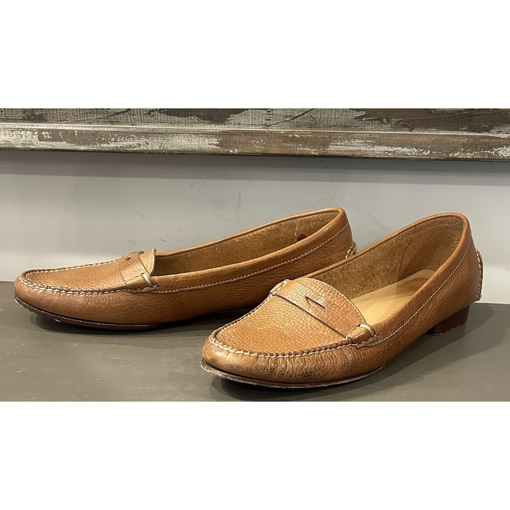 Fairmount Women 9.5M Cognac Pebbled Leather Driving Penny Loafers Made In Brazil - Picture 3 of 8